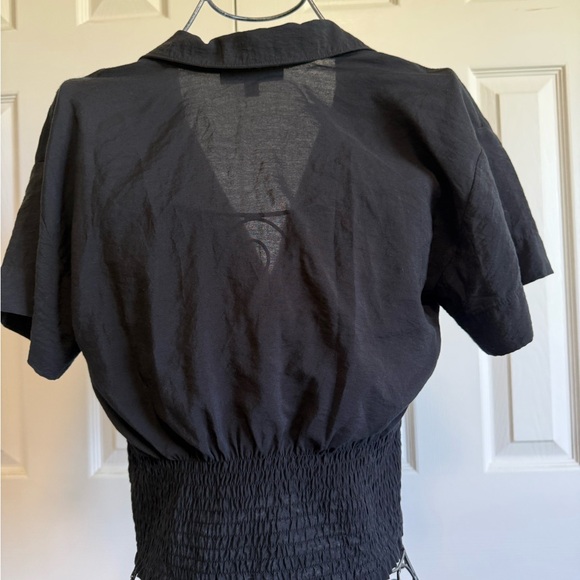 Madewell Black Button-Front short sleeve collard  Blouse. XS - Picture 6 of 7